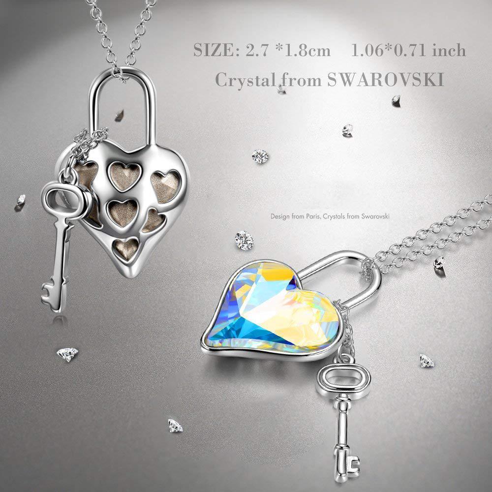 Aurora Borealis Key to my Heart Pendant Necklace - ALILY