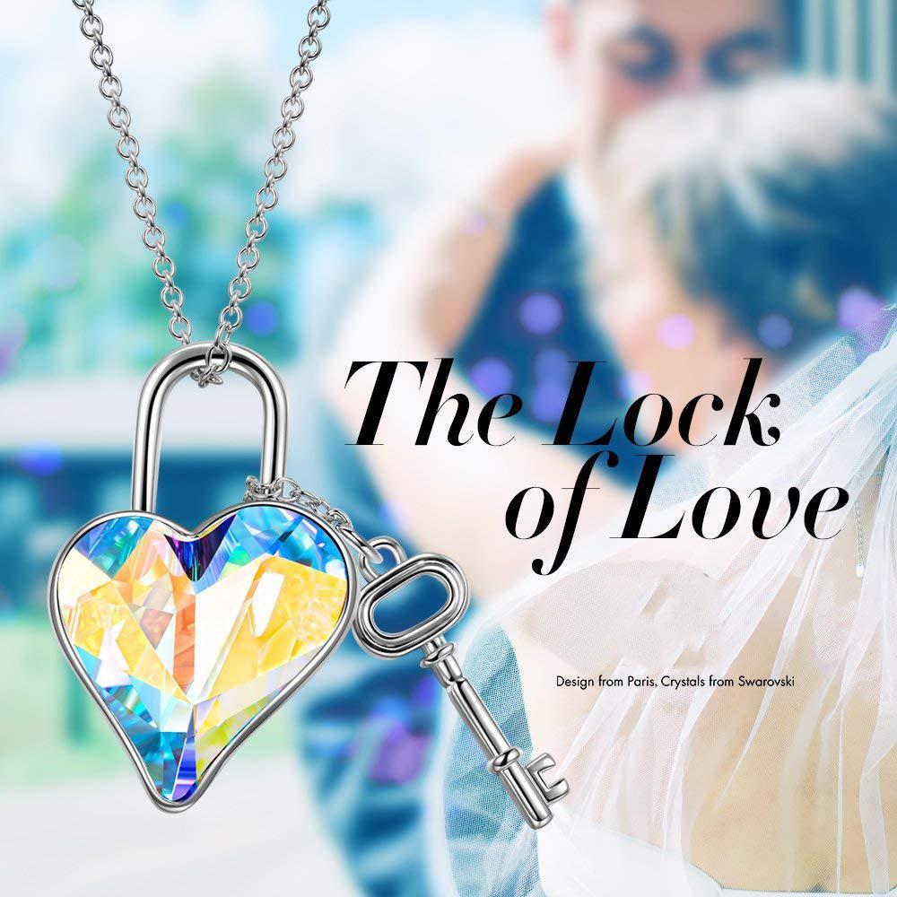 Aurora Borealis Key to my Heart Pendant Necklace - ALILY