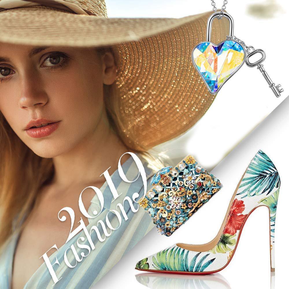 Aurora Borealis Key to my Heart Pendant Necklace - ALILY