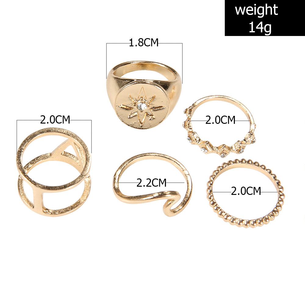 White Elements Tropical Wave 5 Piece Ring Set in 14K Gold Plating