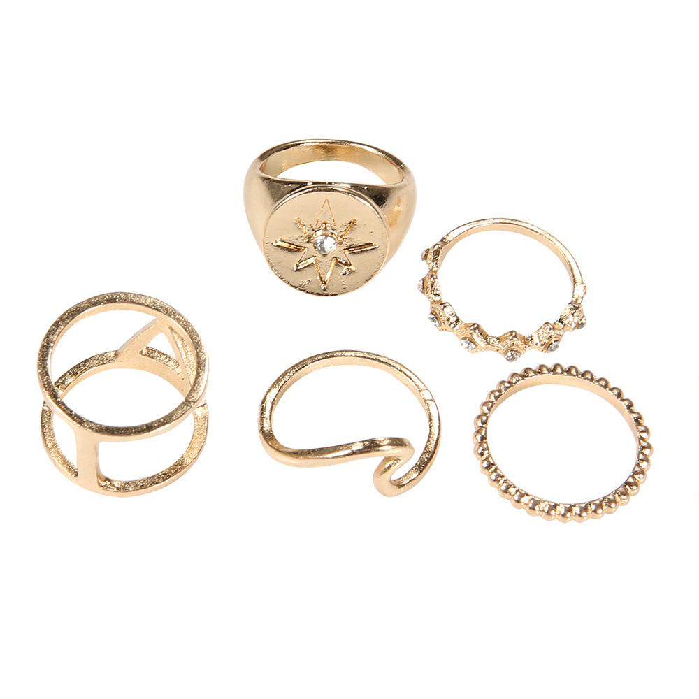 White Elements Tropical Wave 5 Piece Ring Set in 14K Gold Plating