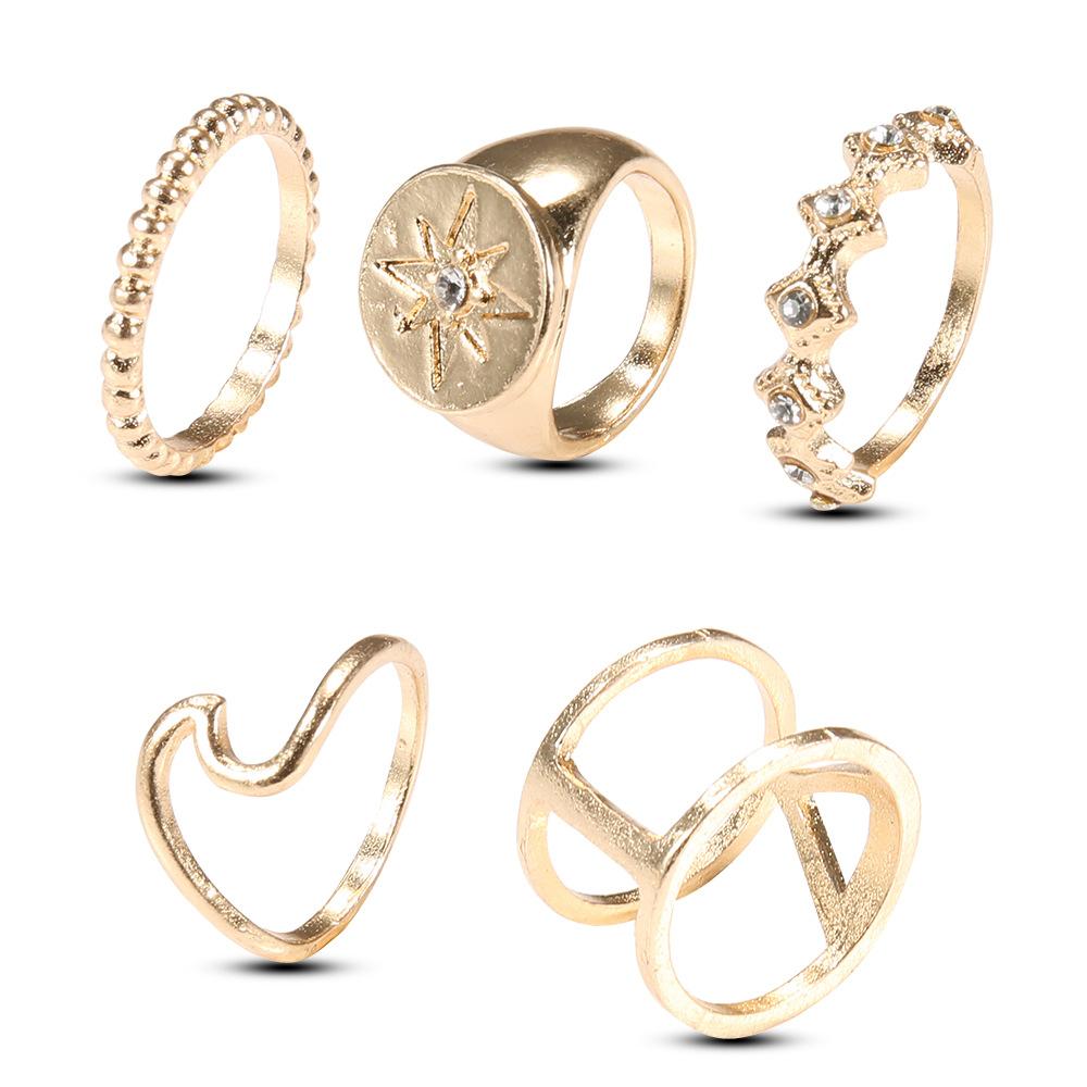 White Elements Tropical Wave 5 Piece Ring Set in 14K Gold Plating