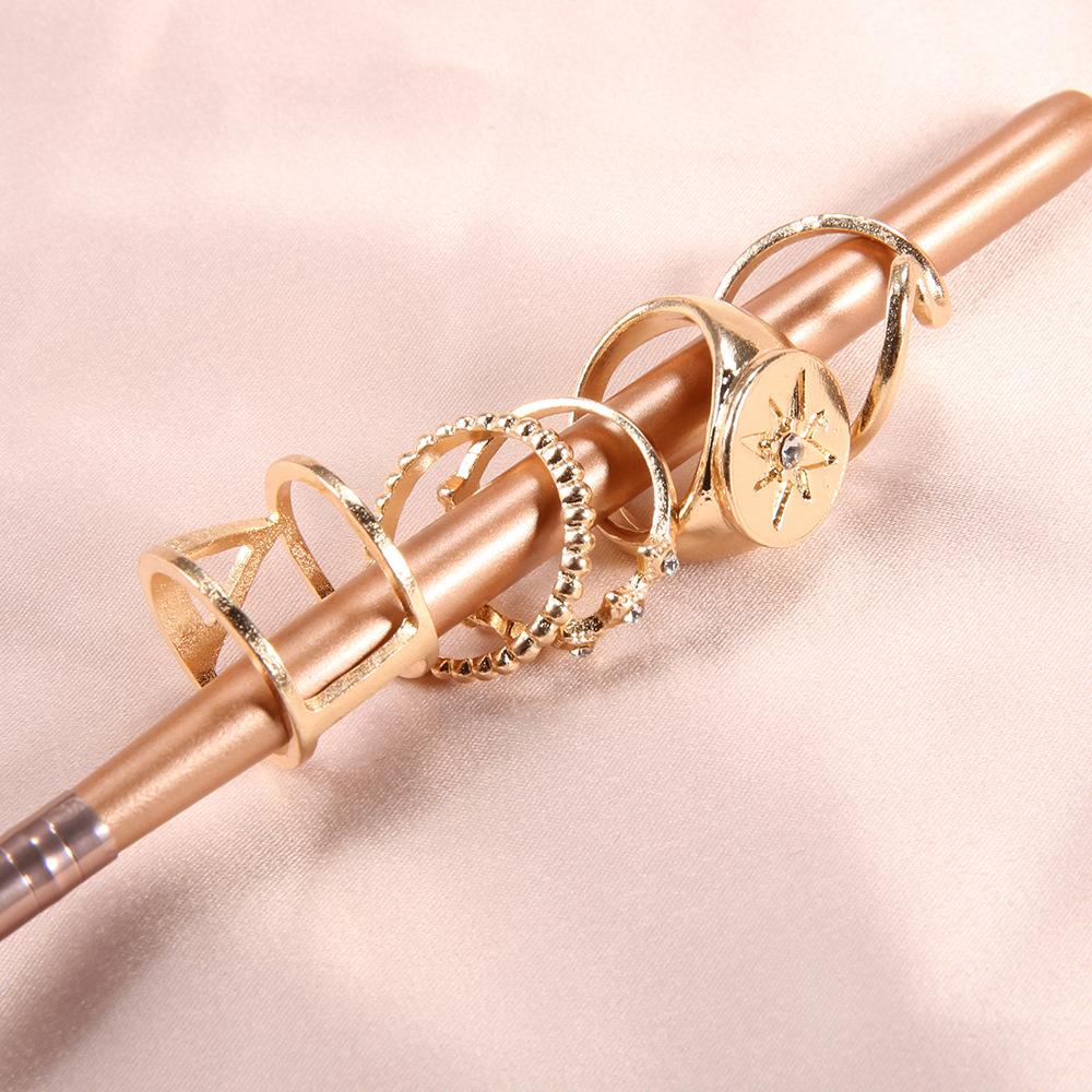 White Elements Tropical Wave 5 Piece Ring Set in 14K Gold Plating