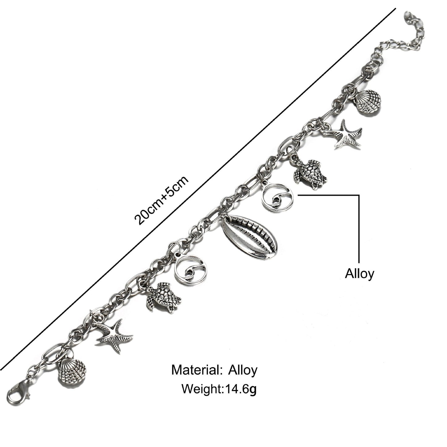 Charm Bracelet of the Sea 18K White Gold Plated Bracelet