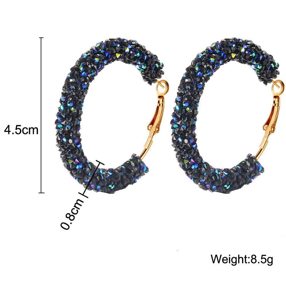Crystaldust Hoop Earring With Gemstone Crystals - Blue 18K Gold Plated Earring