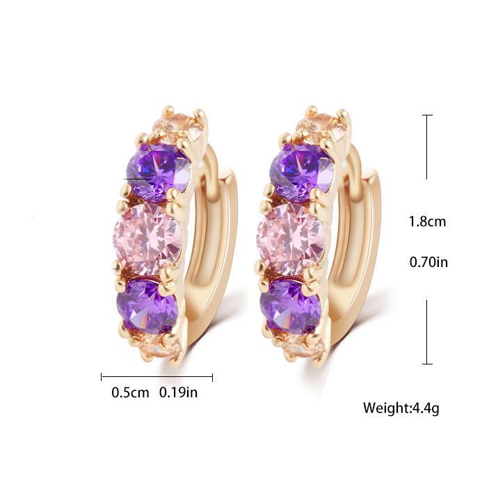 Amethyst Multistone Huggie Earring With Austrian Crystals 18K Gold Plated Earring in 18K Gold Plated