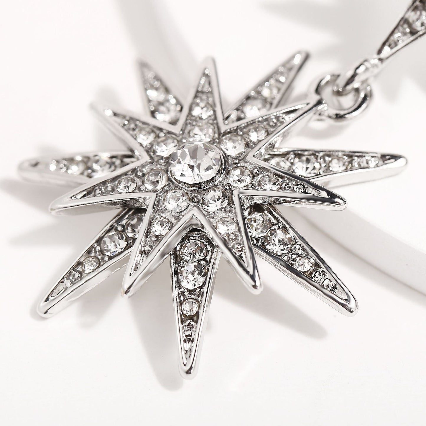 Celestial Star Drop Earring With Austrian Crystals 18K White Gold Plated Earring in 18K White Gold Plated