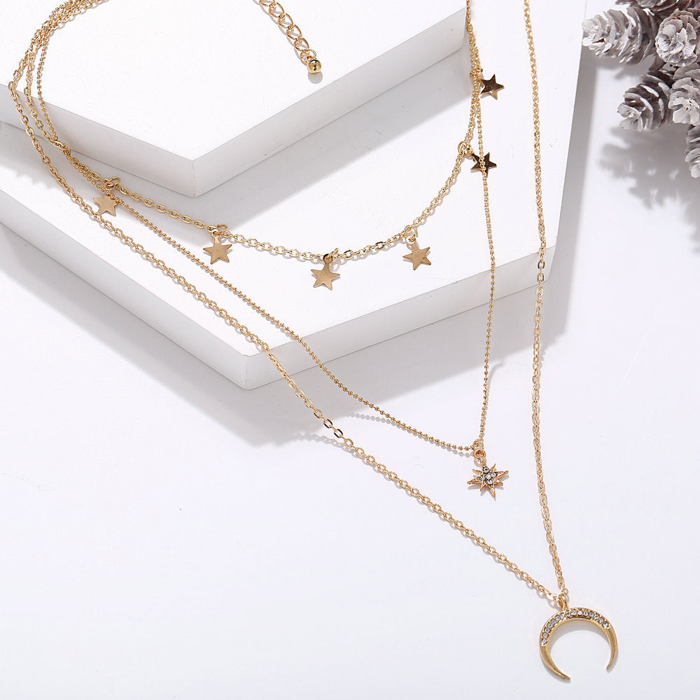 3 Piece Celestial Drop Necklace With ® Crystals 18K Gold Plated Necklace in 18K Gold Plated