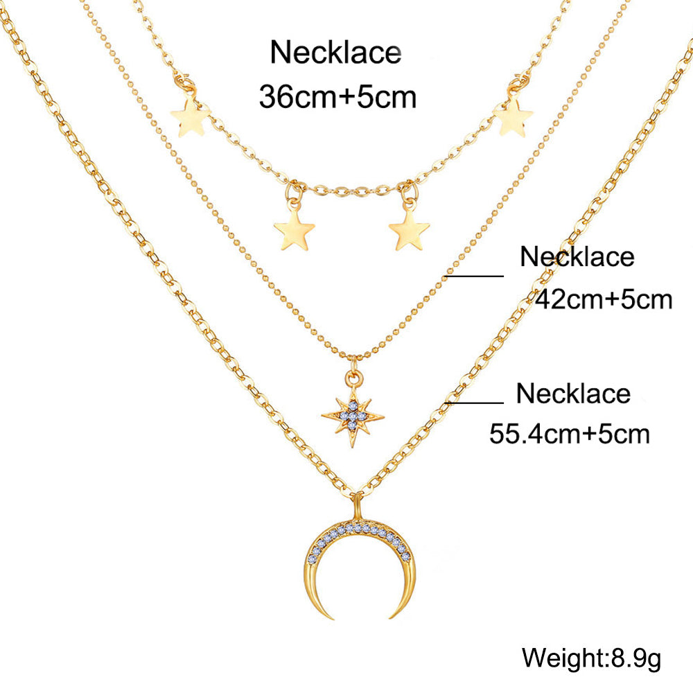3 Piece Celestial Drop Necklace With ® Crystals 18K Gold Plated Necklace in 18K Gold Plated