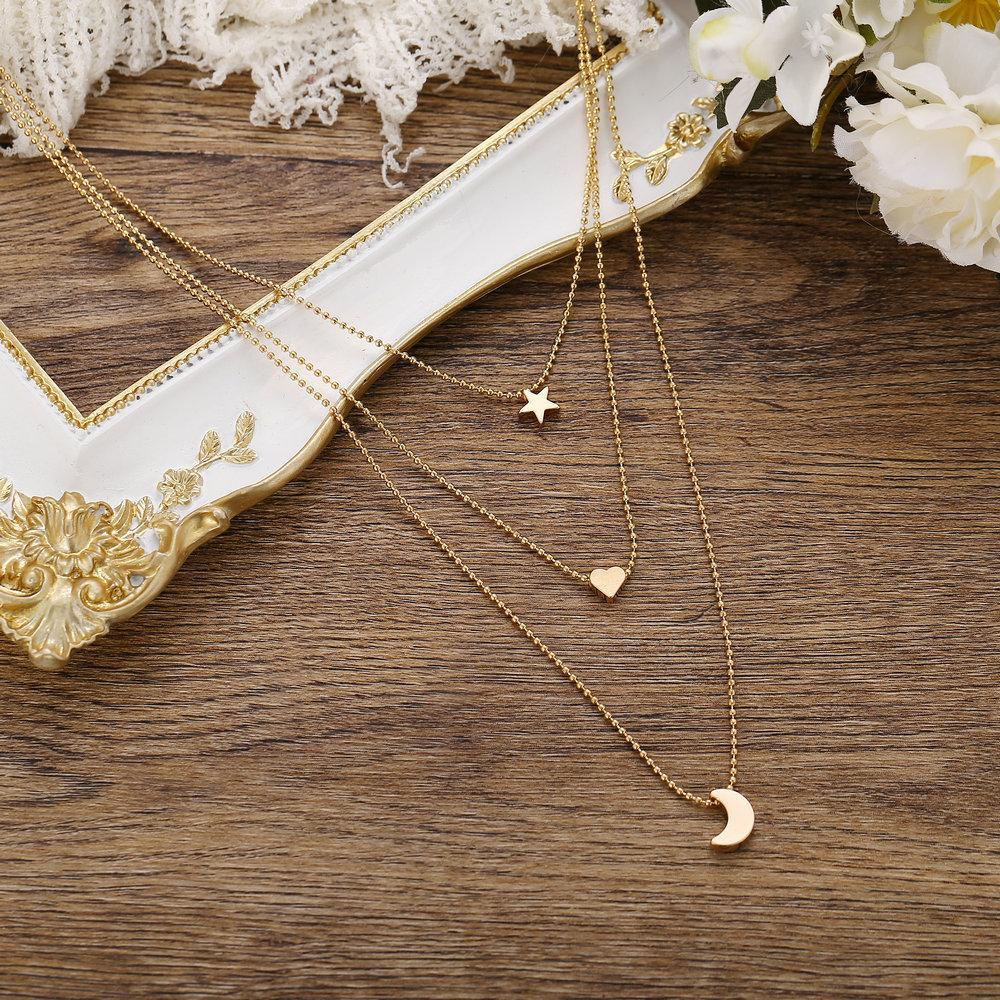 3 Piece Celestial Drop Necklace 18K Gold Plated Necklace in 18K Gold Plated