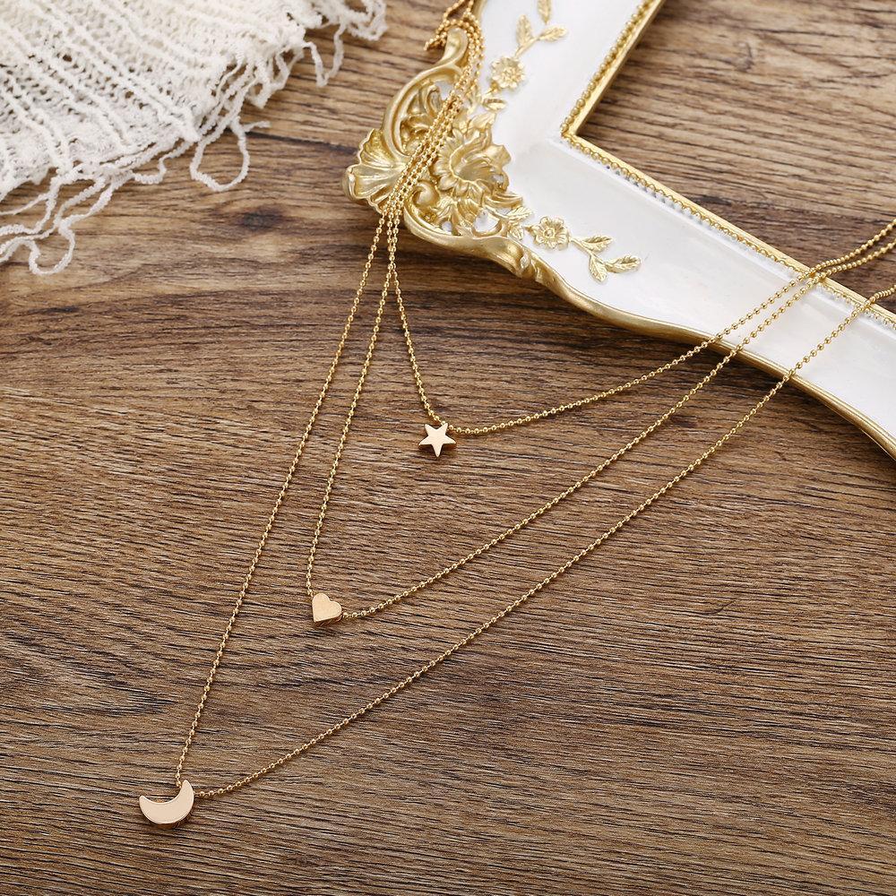 3 Piece Celestial Drop Necklace 18K Gold Plated Necklace in 18K Gold Plated