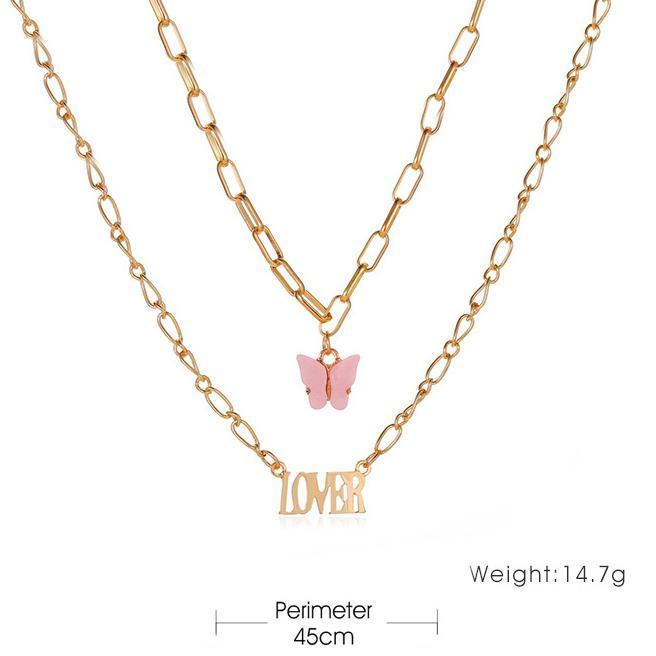 2 Piece Butterfly Lover Necklace 18K Gold Plated Necklace