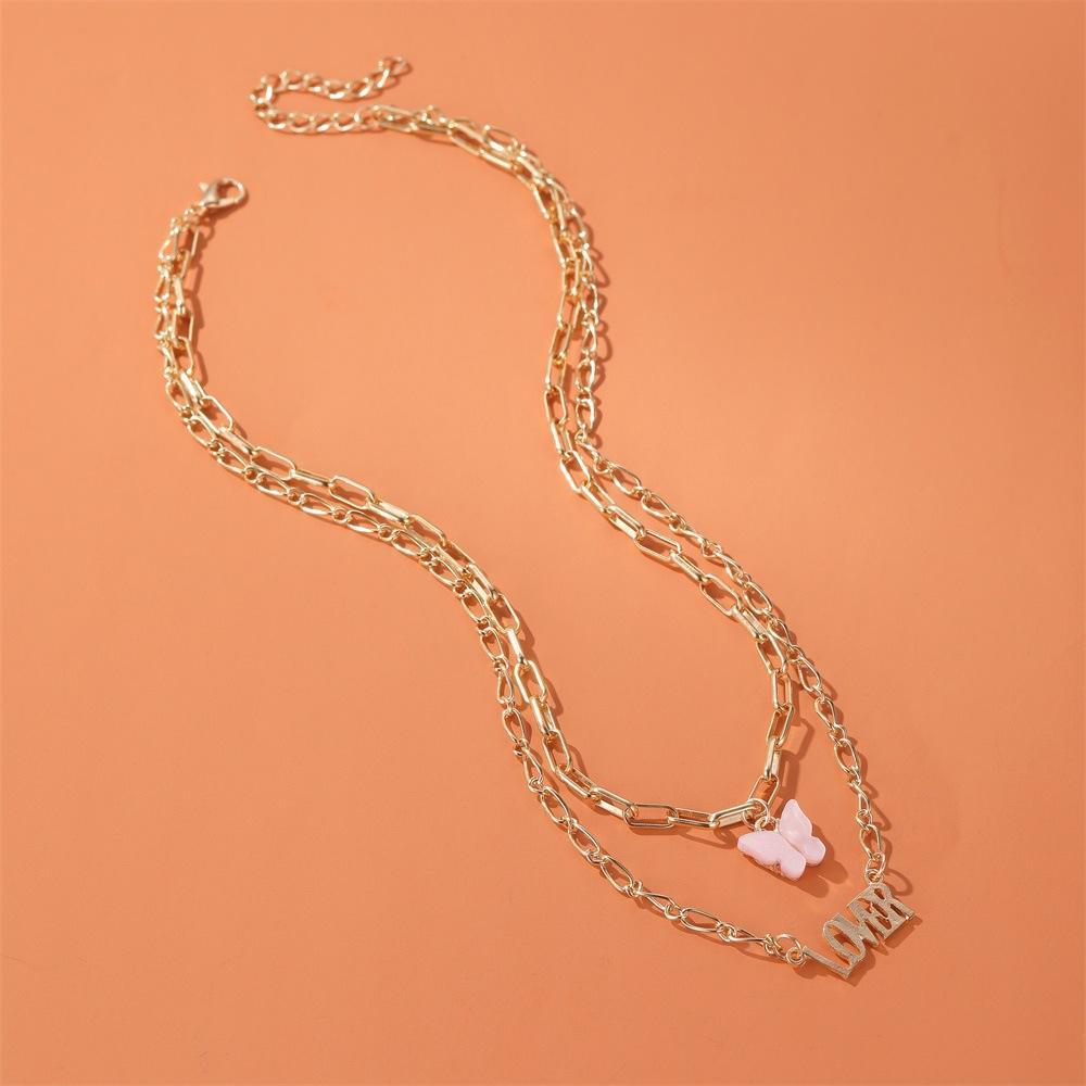 2 Piece Butterfly Lover Necklace 18K Gold Plated Necklace