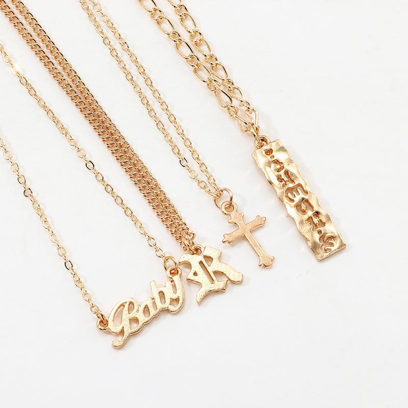 4 Piece Baby Cross Necklace 18K Gold Plated Necklace in 18K Gold Plated