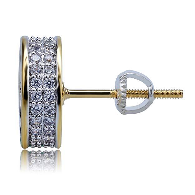 Pave Disc Stud Earring Embellished with Crystals in 18K Gold Plated