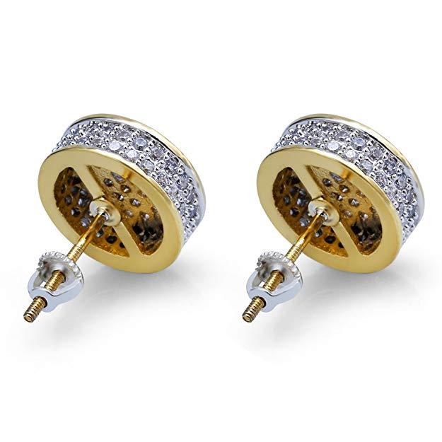 Pave Disc Stud Earring Embellished with Crystals in 18K Gold Plated