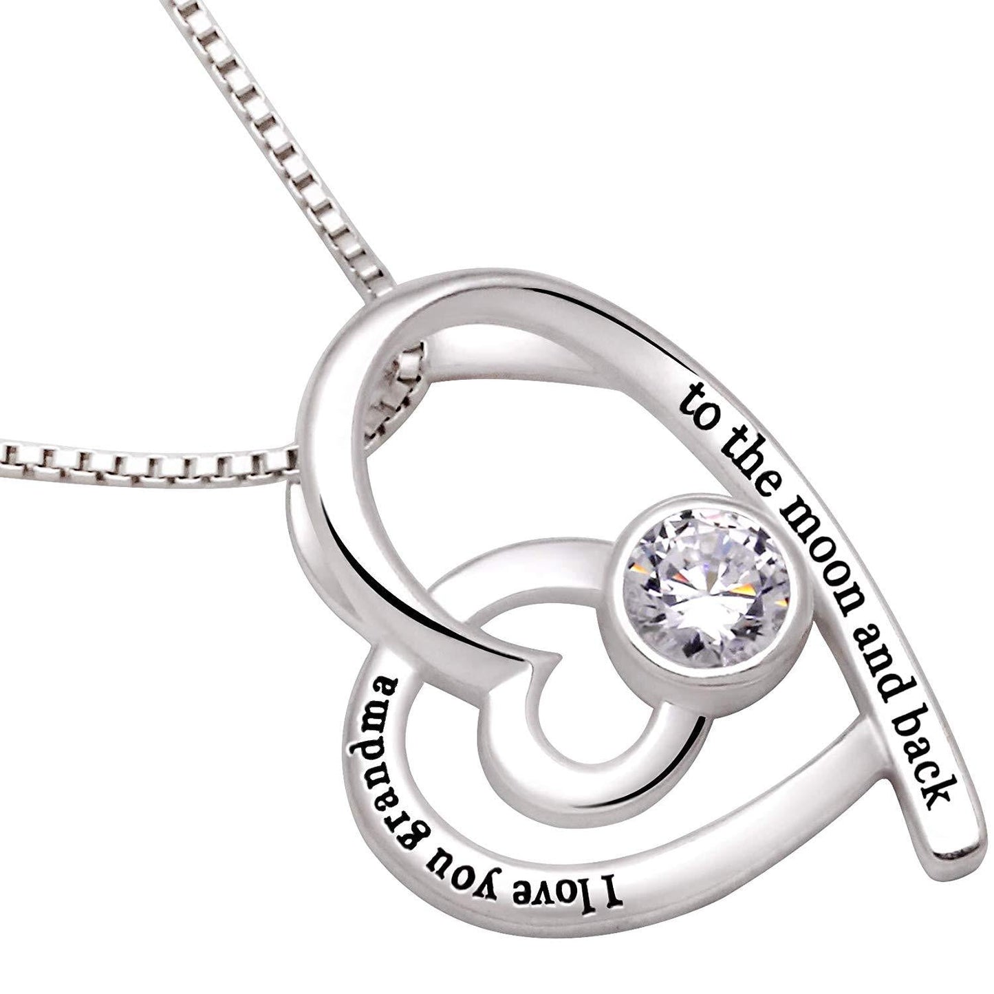 "I Love you Grandma to the moon and back" Heart Necklace Embellished with Swarovski Crystals in 18K White Gold Plated, Necklace, ALILY , ALILY jewelryjewelry deals, swarovski crystal jewelry, groupon jewelry,, jewelry for mom,