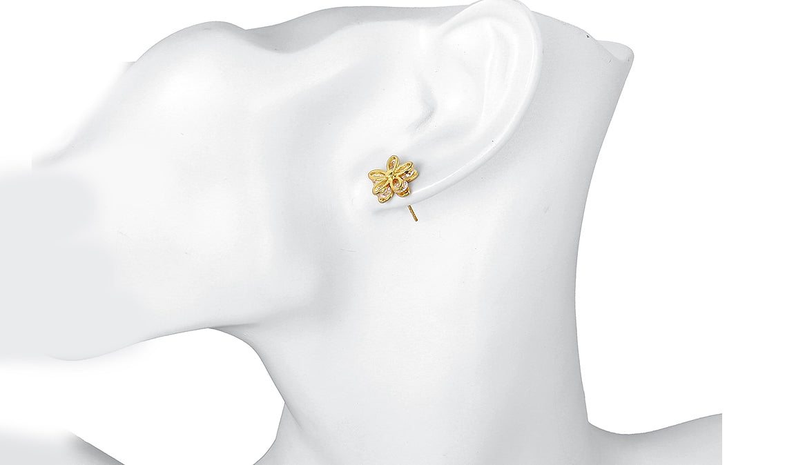 14K Gold Plated White Elements Pav'e Paisley Stud Earrings