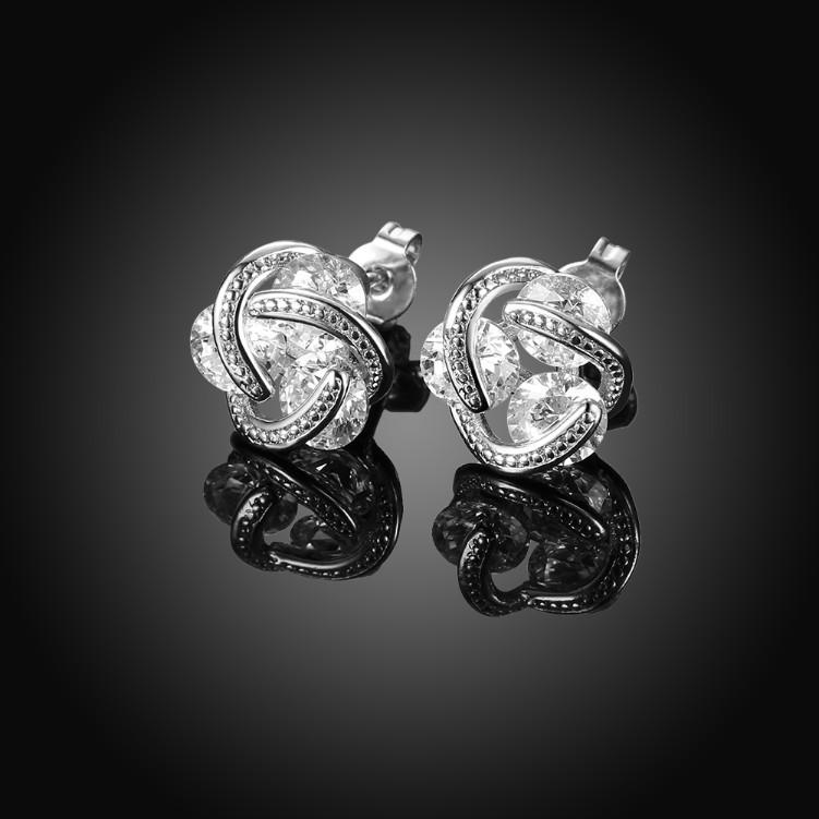 Swarovski Crystal Mesh Knot Earrings Set in 18K White Gold - ALILY www..com fashion jewelry for women