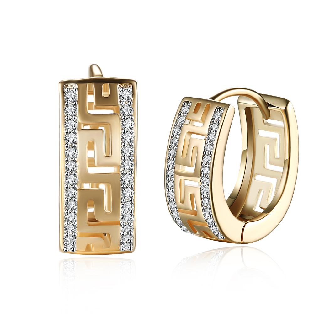 14K Gold Plated Swarovski Elements Roman Ingrain Pave Huggie Earrings, , ALILY , ALILY jewelryjewelry deals, swarovski crystal jewelry, groupon jewelry,, jewelry for mom,