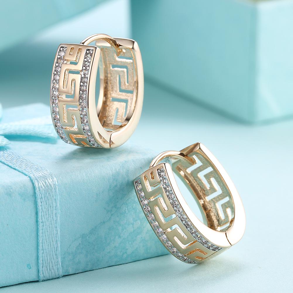 14K Gold Plated Swarovski Elements Roman Ingrain Pave Huggie Earrings, , ALILY , ALILY jewelryjewelry deals, swarovski crystal jewelry, groupon jewelry,, jewelry for mom,