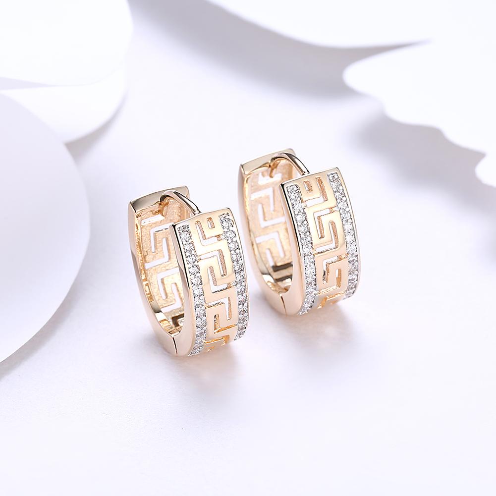 14K Gold Plated Swarovski Elements Roman Ingrain Pave Huggie Earrings, , ALILY , ALILY jewelryjewelry deals, swarovski crystal jewelry, groupon jewelry,, jewelry for mom,