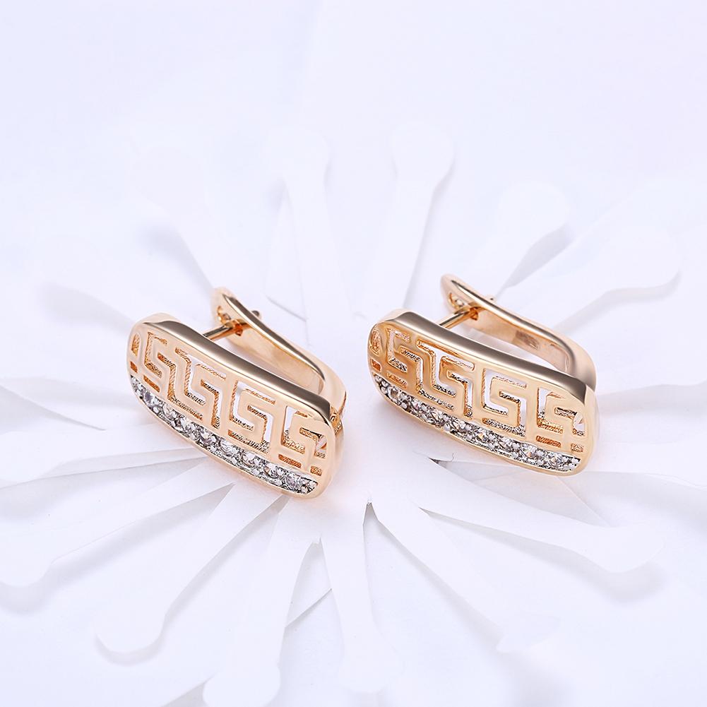 Laser Cut Elements Clip On Earrings in 14K Gold