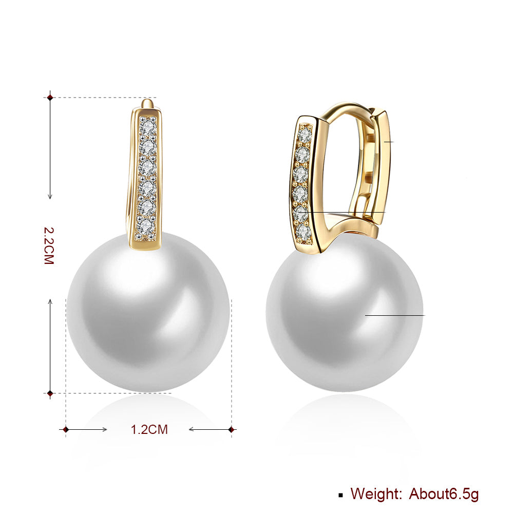 Freshwater Pearl Huggie Earring in 18K Gold Plated with Crystals