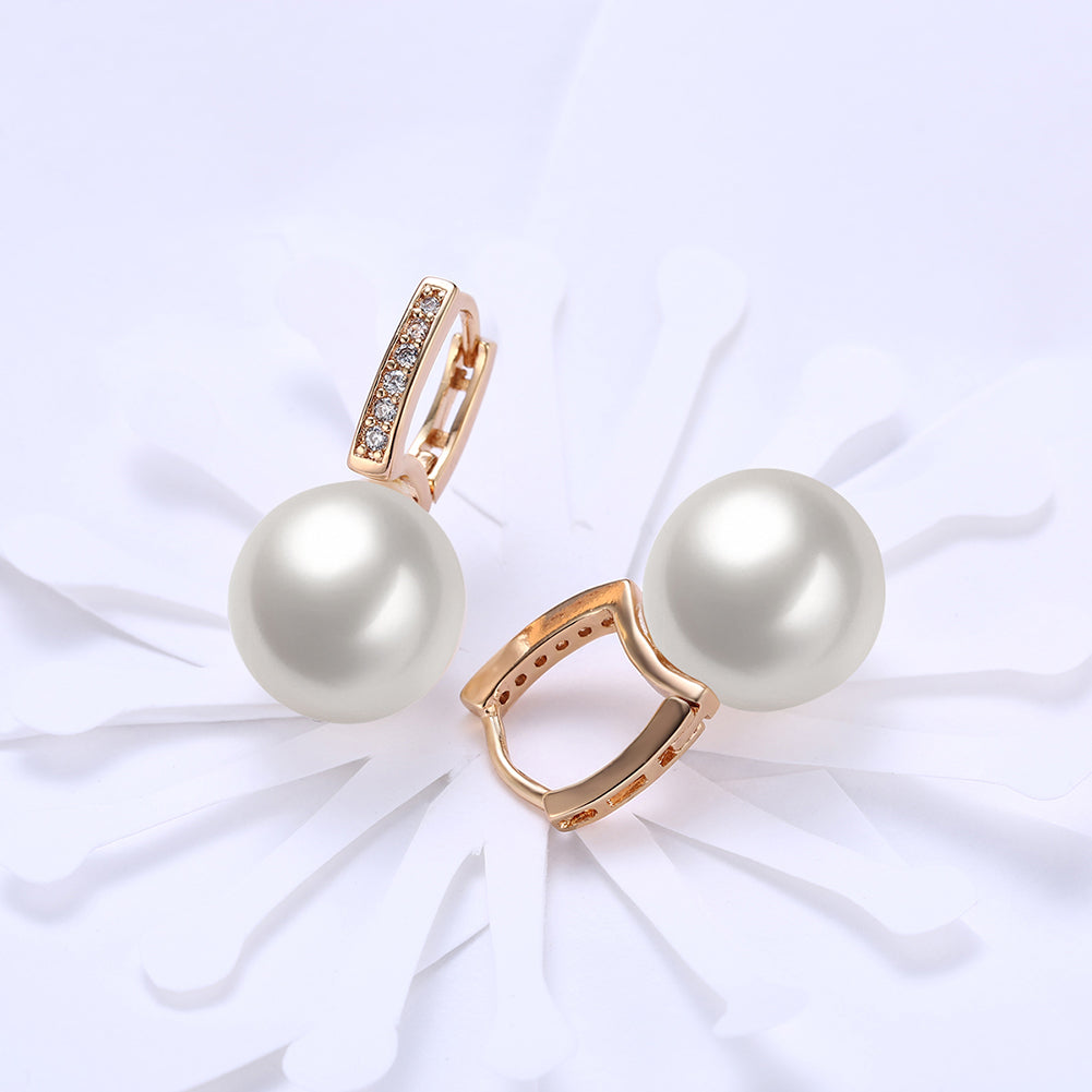 Freshwater Pearl Huggie Earring in 18K Gold Plated with Crystals