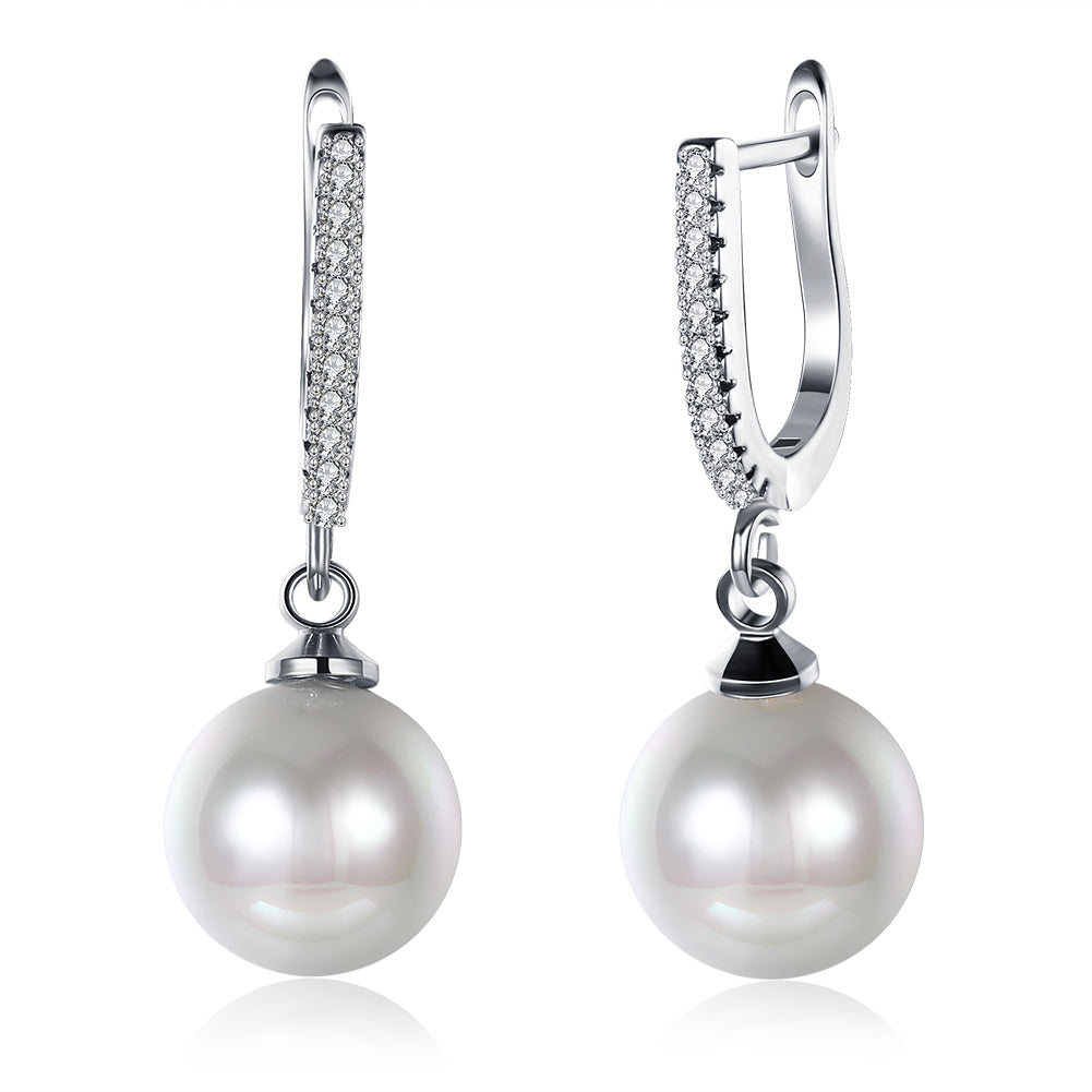 Freshwater Pearl Drop Earring in 18K Gold Plated with Crystals