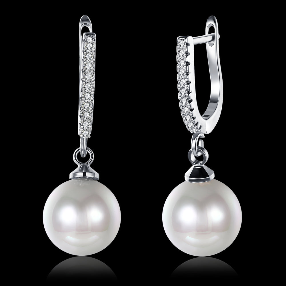 Freshwater Pearl Drop Earring in 18K Gold Plated with Crystals