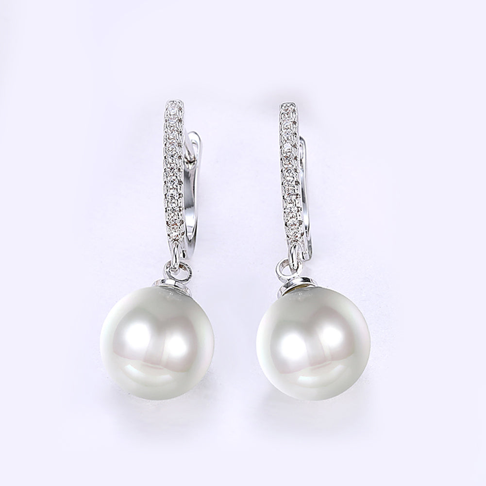 Freshwater Pearl Drop Earring in 18K Gold Plated with Crystals