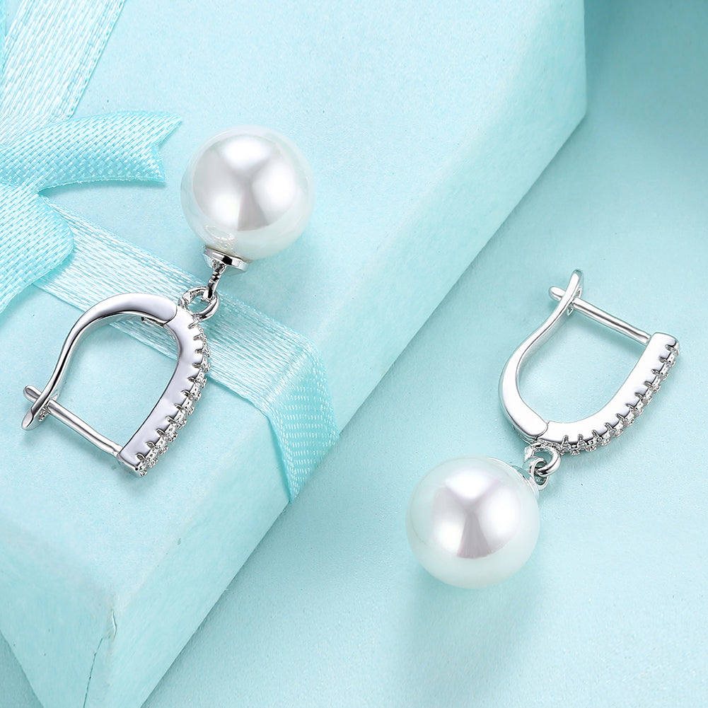 Freshwater Pearl Drop Earring in 18K Gold Plated with Crystals