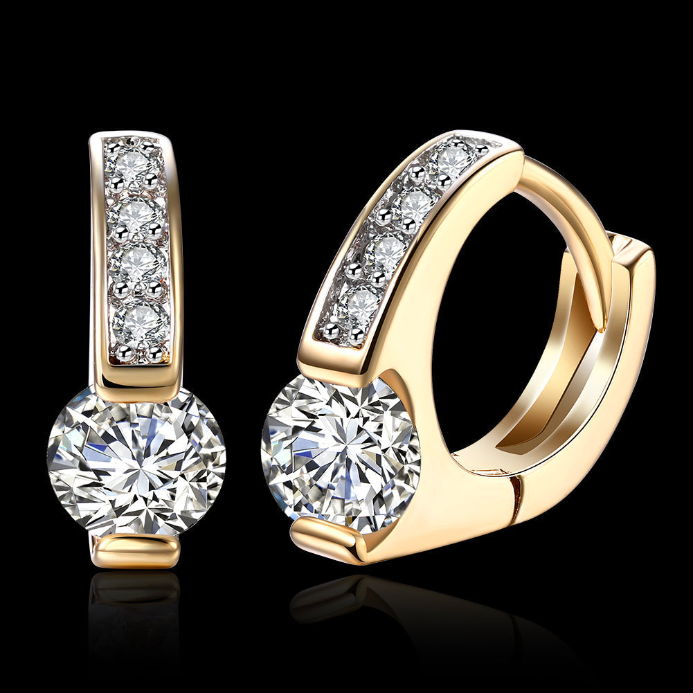 Baby Cut Square Huggie Earring in 18K Gold Plated with Crystals