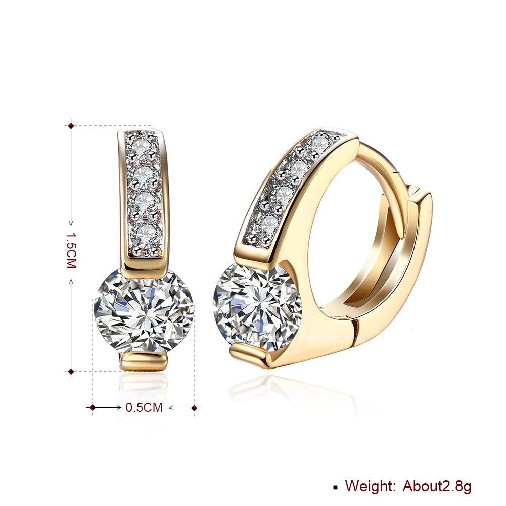 Baby Cut Square Huggie Earring in 18K Gold Plated with Crystals