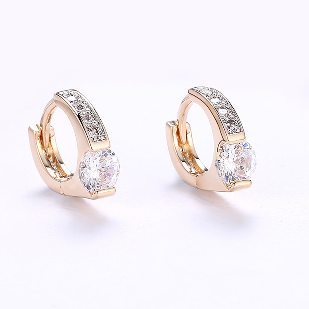 Baby Cut Square Huggie Earring in 18K Gold Plated with Crystals