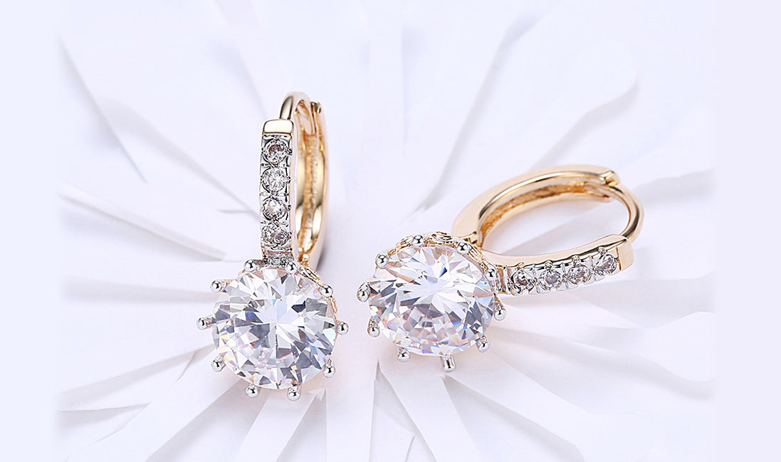 14K Gold Plating Elements Starburst Design Lever back Earrings