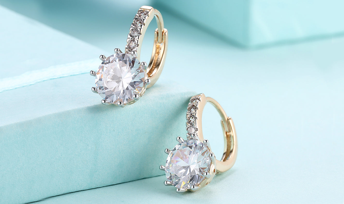 14K Gold Plating Elements Starburst Design Lever back Earrings