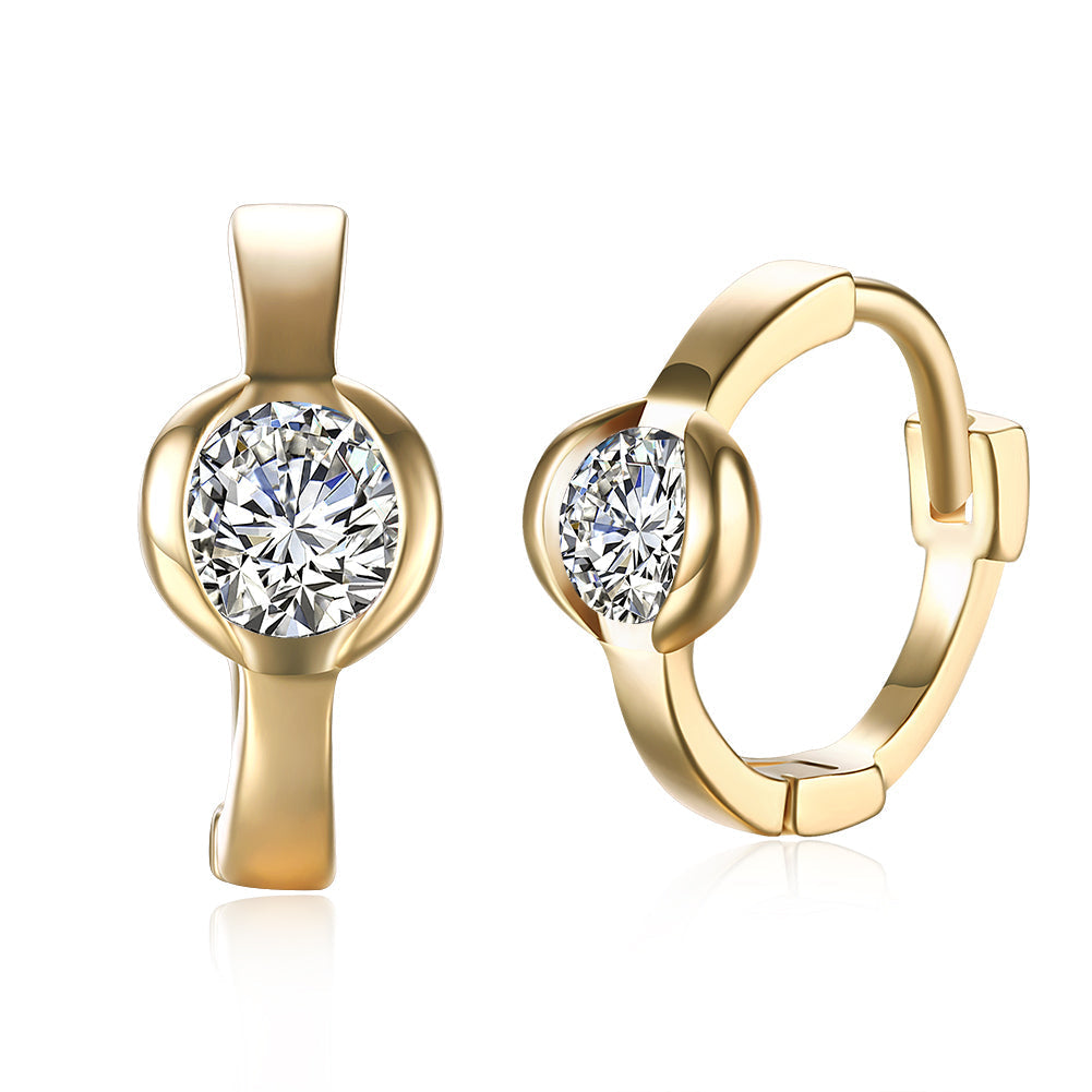 Classic Stone Huggie Earring in 18K Gold Plated with Crystals