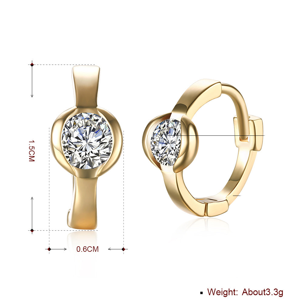 Classic Stone Huggie Earring in 18K Gold Plated with Crystals