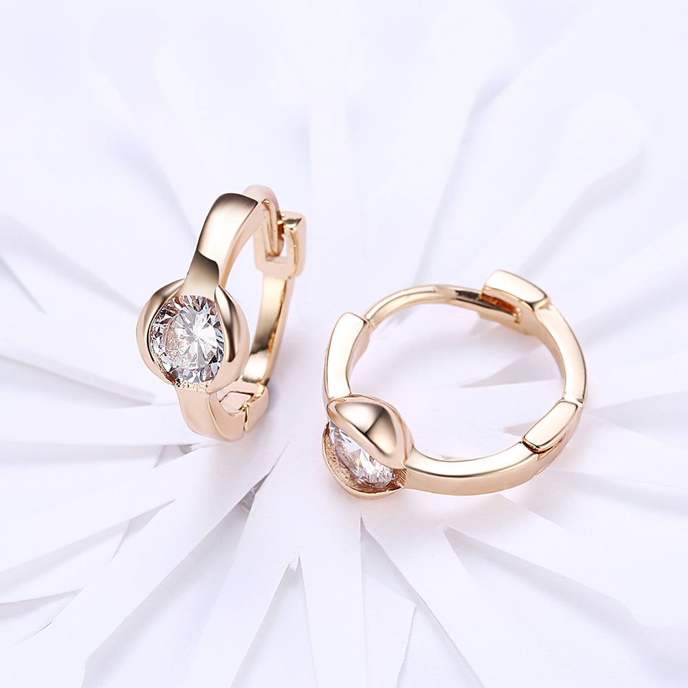 Classic Stone Huggie Earring in 18K Gold Plated with Crystals