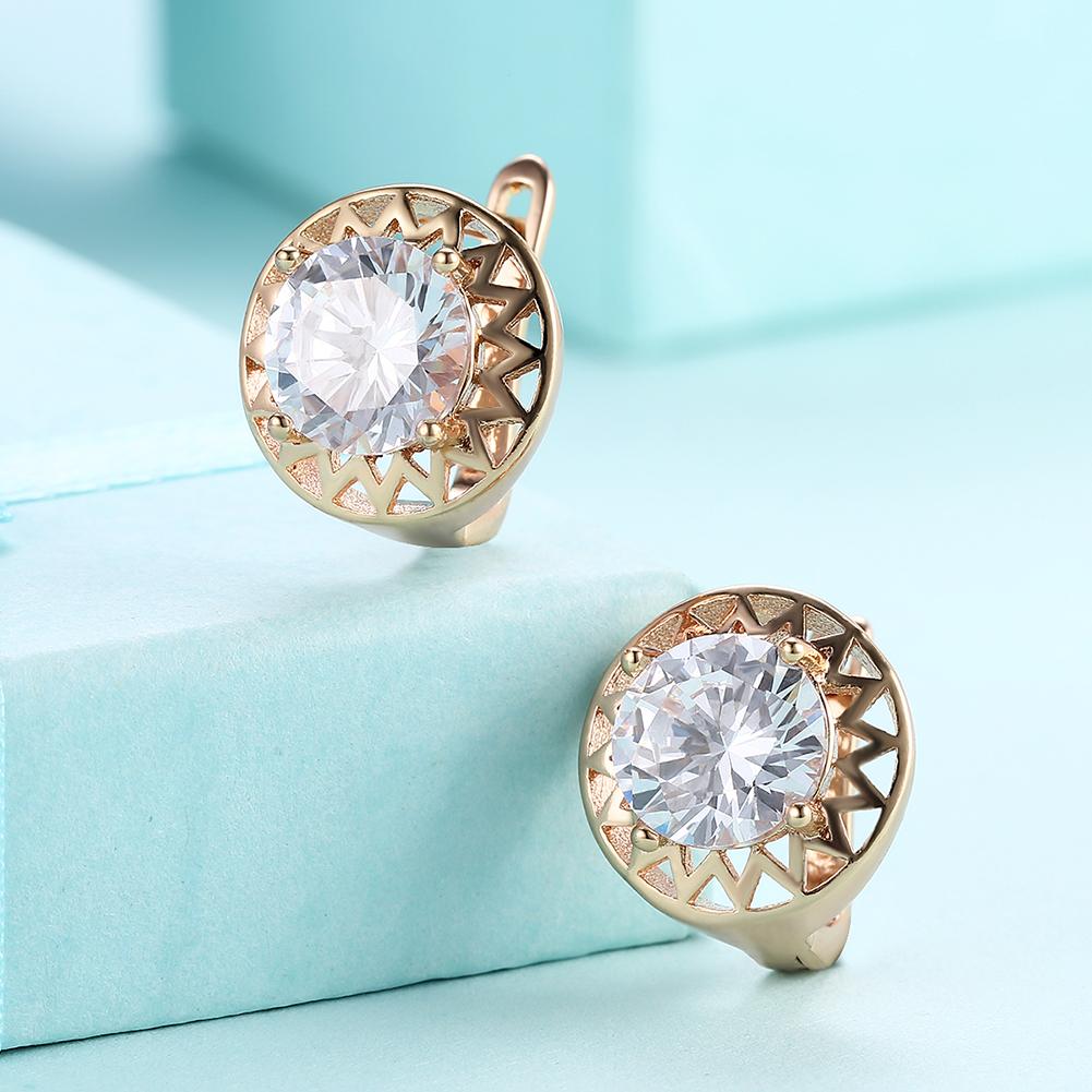 Swarovski Crystal Filligree Circular Leverback Earrings Set in 18K Gold - ALILY www..com fashion jewelry for women