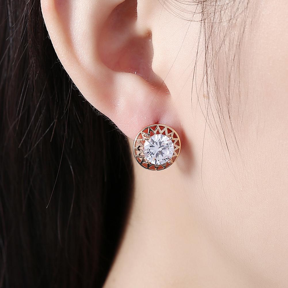 Swarovski Crystal Filligree Circular Leverback Earrings Set in 18K Gold - ALILY www..com fashion jewelry for women