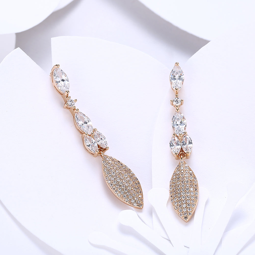 2.00 Ct Pear Cut Marquise Drop Earring in 18K Gold Plated with Crystals