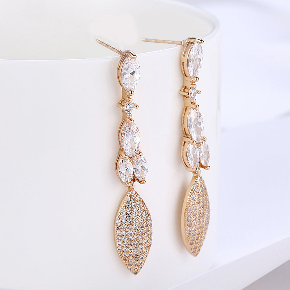 2.00 Ct Pear Cut Marquise Drop Earring in 18K Gold Plated with Crystals