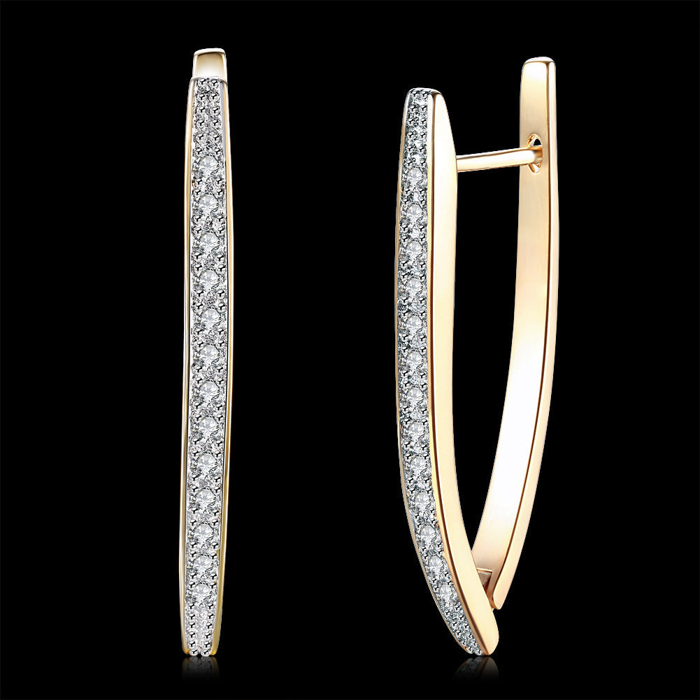 1.4" Pave Thin Pave Hoop Earring in 18K Gold Plated with Crystals