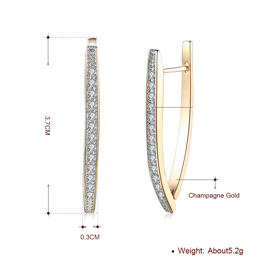 1.4" Pave Thin Pave Hoop Earring in 18K Gold Plated with Crystals