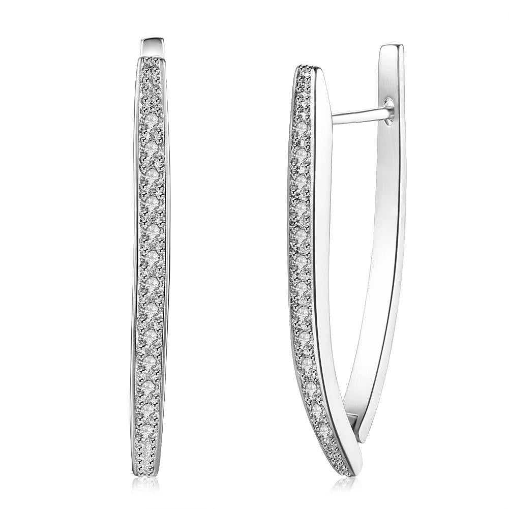 White Elements 1.00 CT Dangling Pave Teardrop Earrings in 14K White Gold Plating