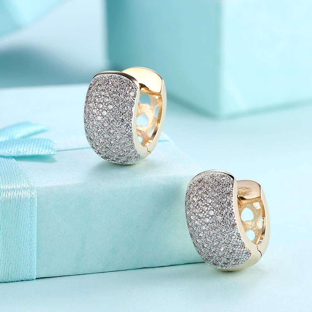Crystals 16mm Pave Heart Filigree Huggie Earring