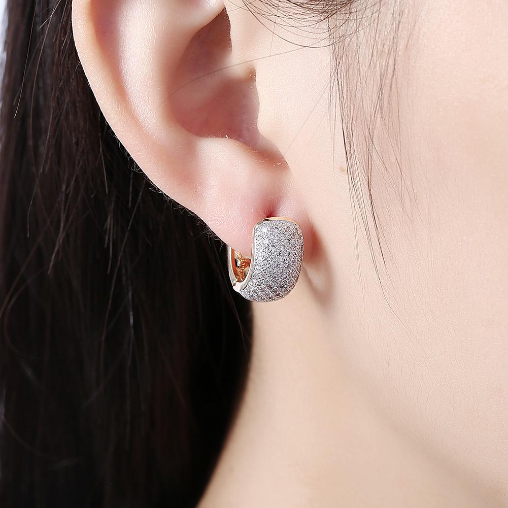 Crystals 16mm Pave Heart Filigree Huggie Earring